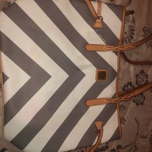Grey and white chevron dooney and Burke purse